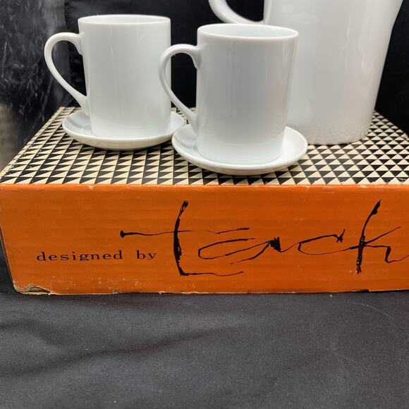 LaGardo Tackett 6 Espresso Cups Saucers Pot Coffee Tea Porcelain Schmid Japan - Picture 2 of 16